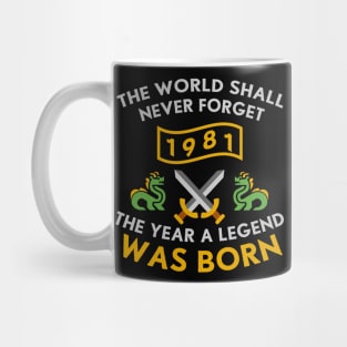1981 The Year A Legend Was Born Dragons and Swords Design (Light) Mug